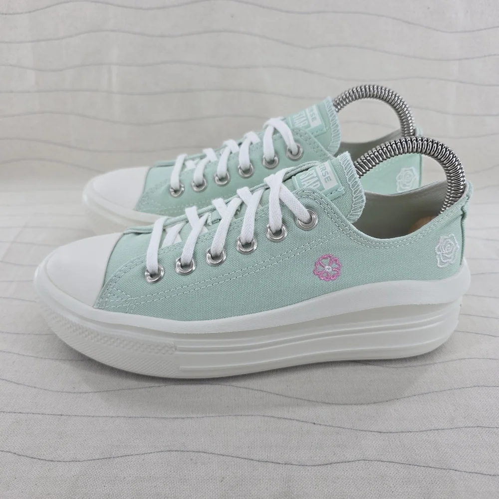 Converse Womens Move Summer Aloe Green Embroidered Platform Shoes A10823C Size 6 - Picture 2 of 10